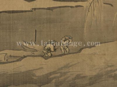 朱邦 寒江渔村图