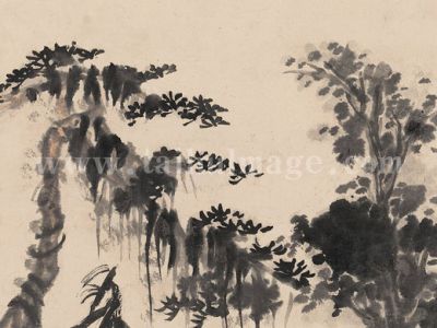 石涛 疏林高隐图