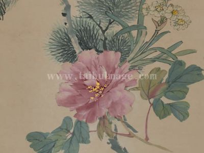 慈禧 松寿花卉图